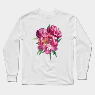 Watercolor bouquet of peonies Long Sleeve T-Shirt